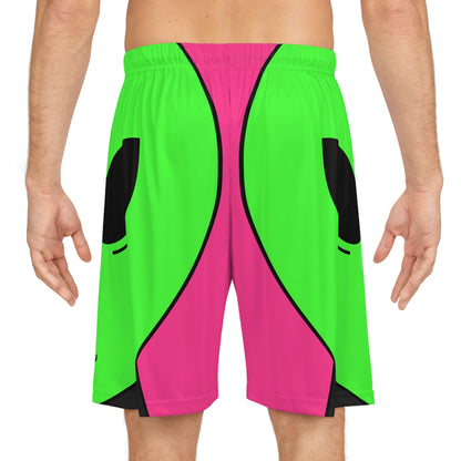 8 Ball Green Alien Lipstick Visitor Pool Player Game Basketball Shorts