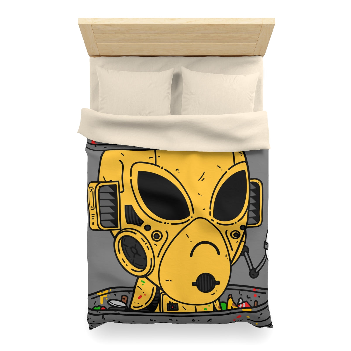 Trashcan Art Egg Armored Yellow Future Alien Cyborg Machine Visitor Microfiber Duvet Cover