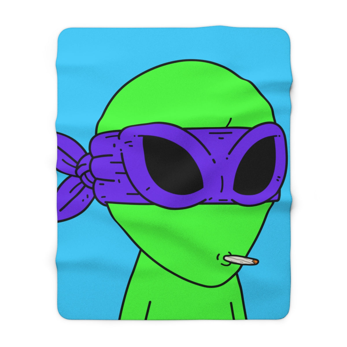 White Whistle Mouth Green Visitor Purple Ninja Mask Alien Sherpa Fleece Blanket