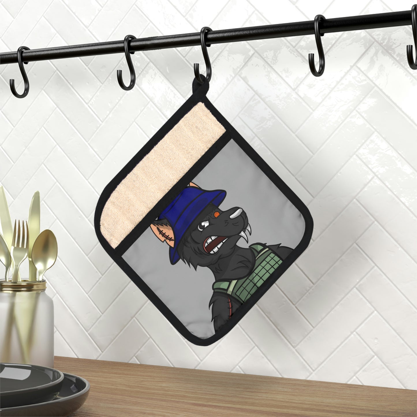 Army Wolf Pot Holder with Pocket