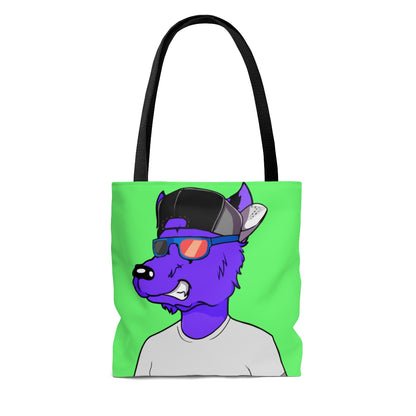 Cyborg Wolf Purple Fur Sunglasses Shades Cool Hat White Tshirt AOP Tote Bag