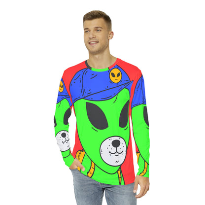 Bear Dog Alien Green Visi Men's Long Sleeve AOP Shirt