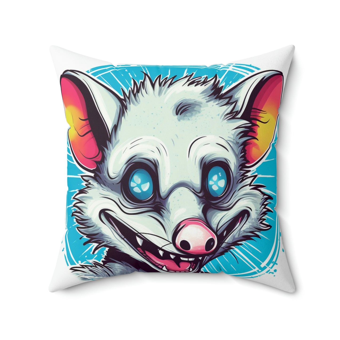 Delightful Opossum Summer Animation Spun Polyester Square Pillow