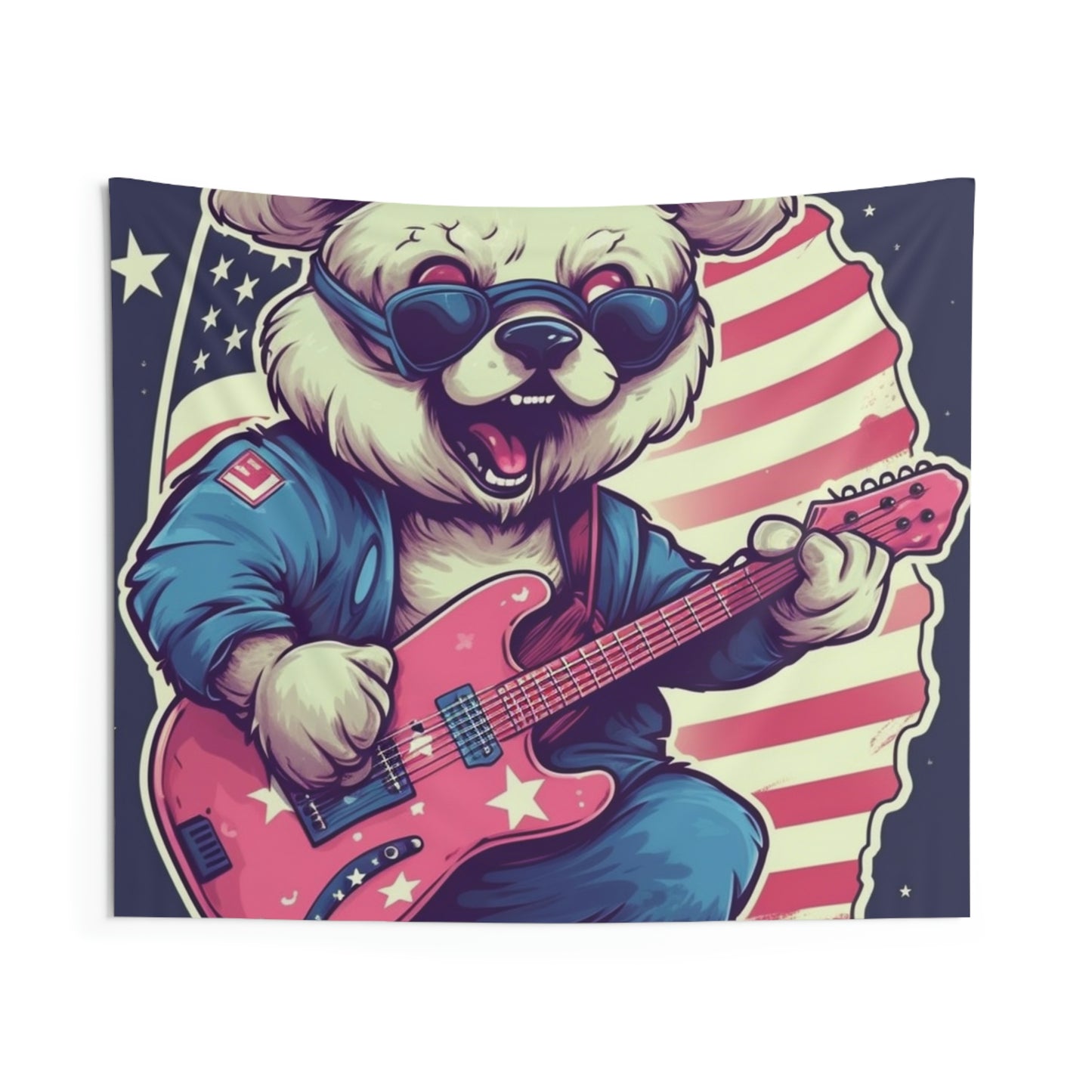 Rock and Roll Independence: Patriotism Patriotic Bear's Guitar Indoor Wall Tapestries