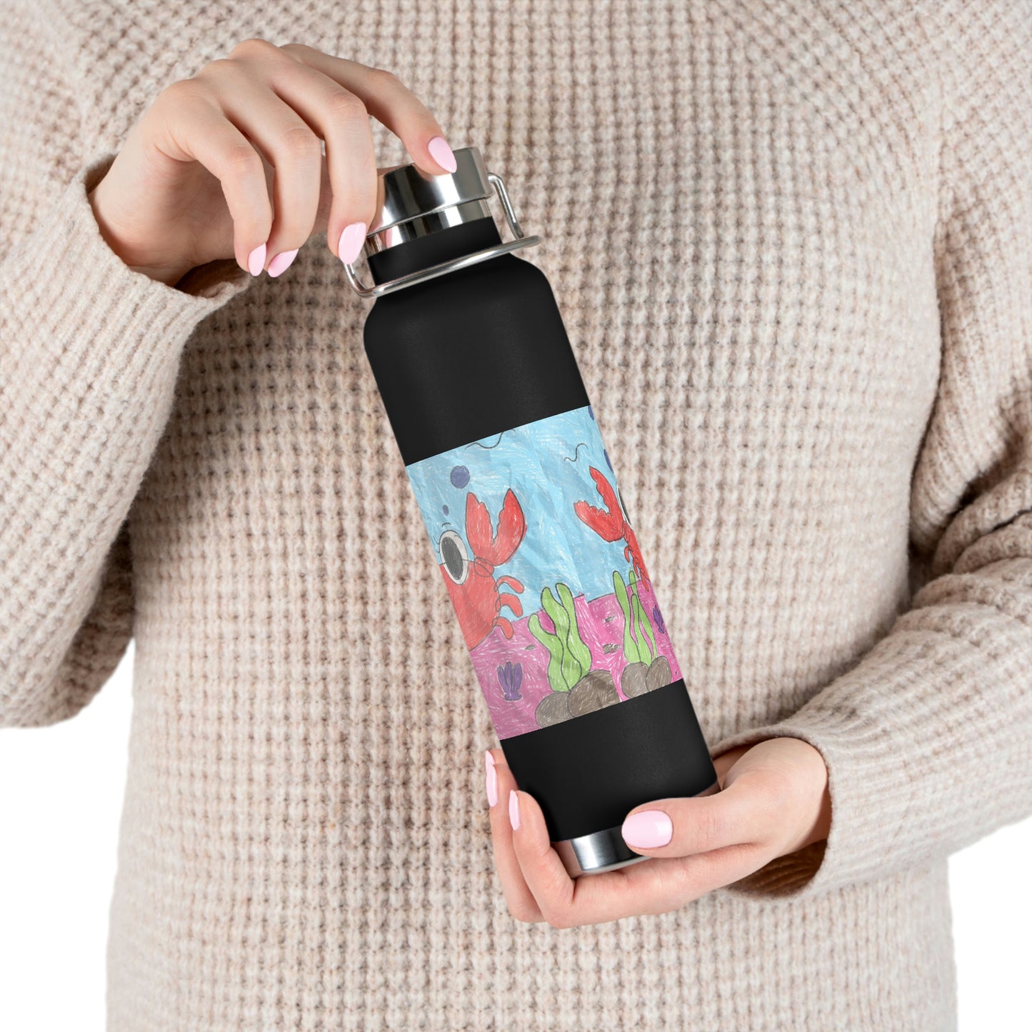 Lobster Crab Graphic Sea Lovers Copper Vacuum Insulated Bottle, 22oz