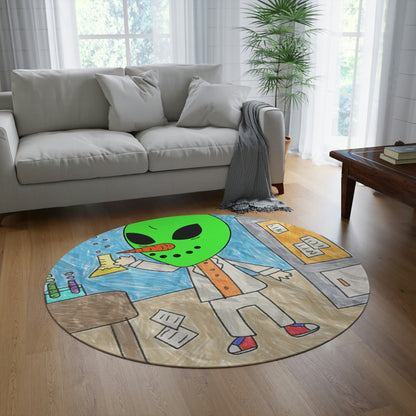 Chemist Chemistry Organic Veggie Visi Vegetable Visitor Vegetarian Alien Vegan Round Rug