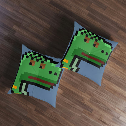 Dinosaur Dino Pixel Tufted Floor Pillow, Square