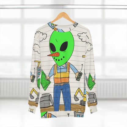 Construction Builder Building Alien Veggie Visi Vegetable Visitor AOP Unisex Sweatshirt