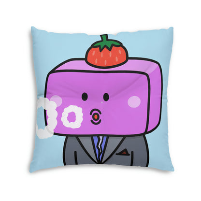 Strawberry Fruit Head Block Tufted Floor Pillow, Square