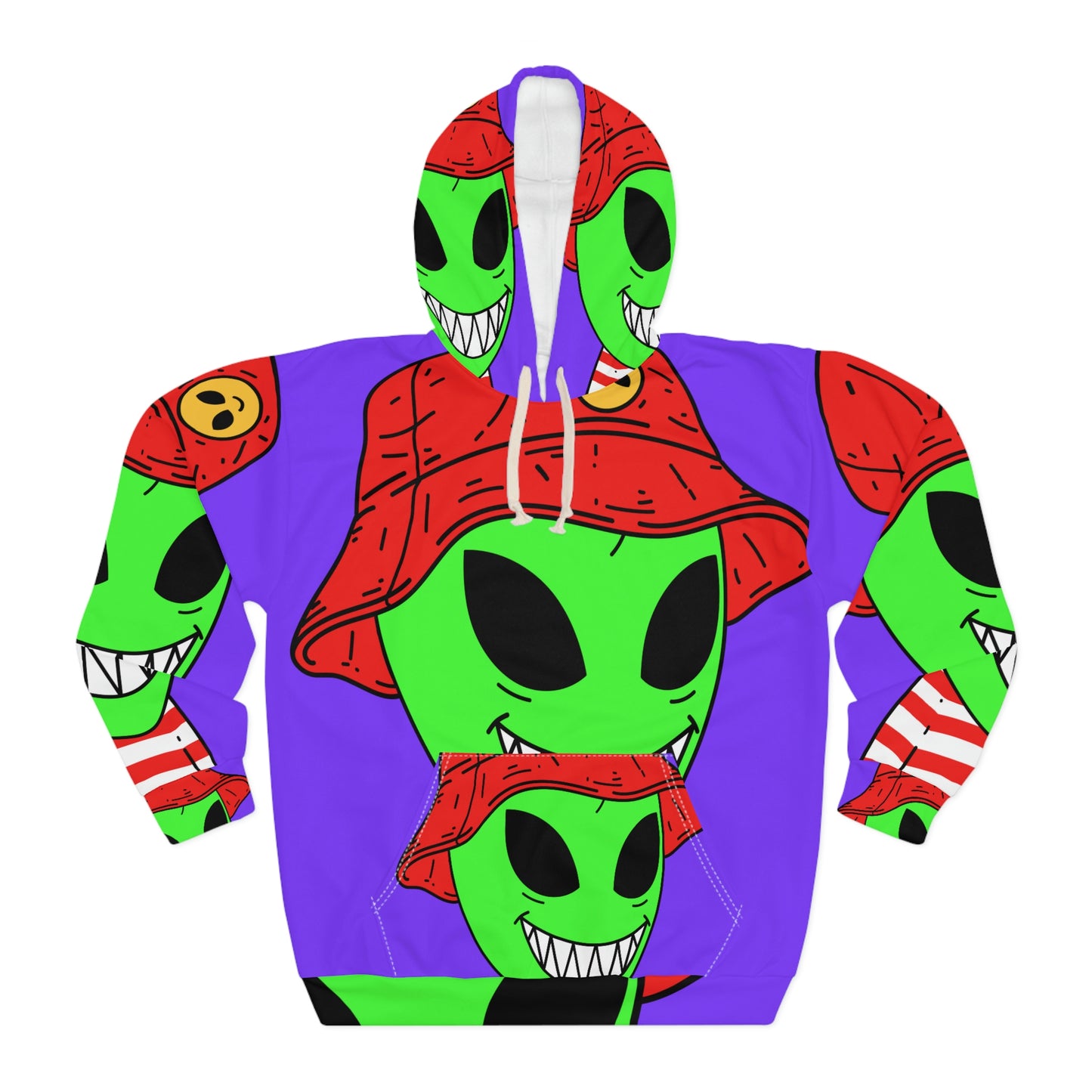 Sudadera con capucha unisex Happy Greatful Smiling Visitor Alien AOP 