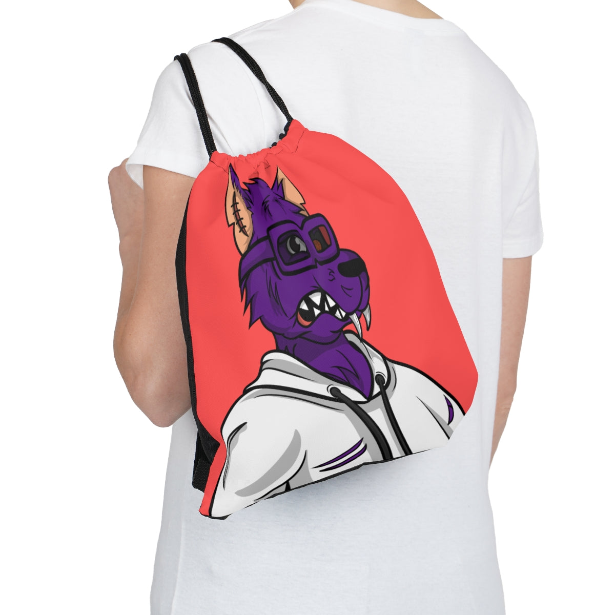 Wolf Cyborg Werewolf Classy Purple Fur White Hoodie Sweatshirt Outdoor Drawstring Bag