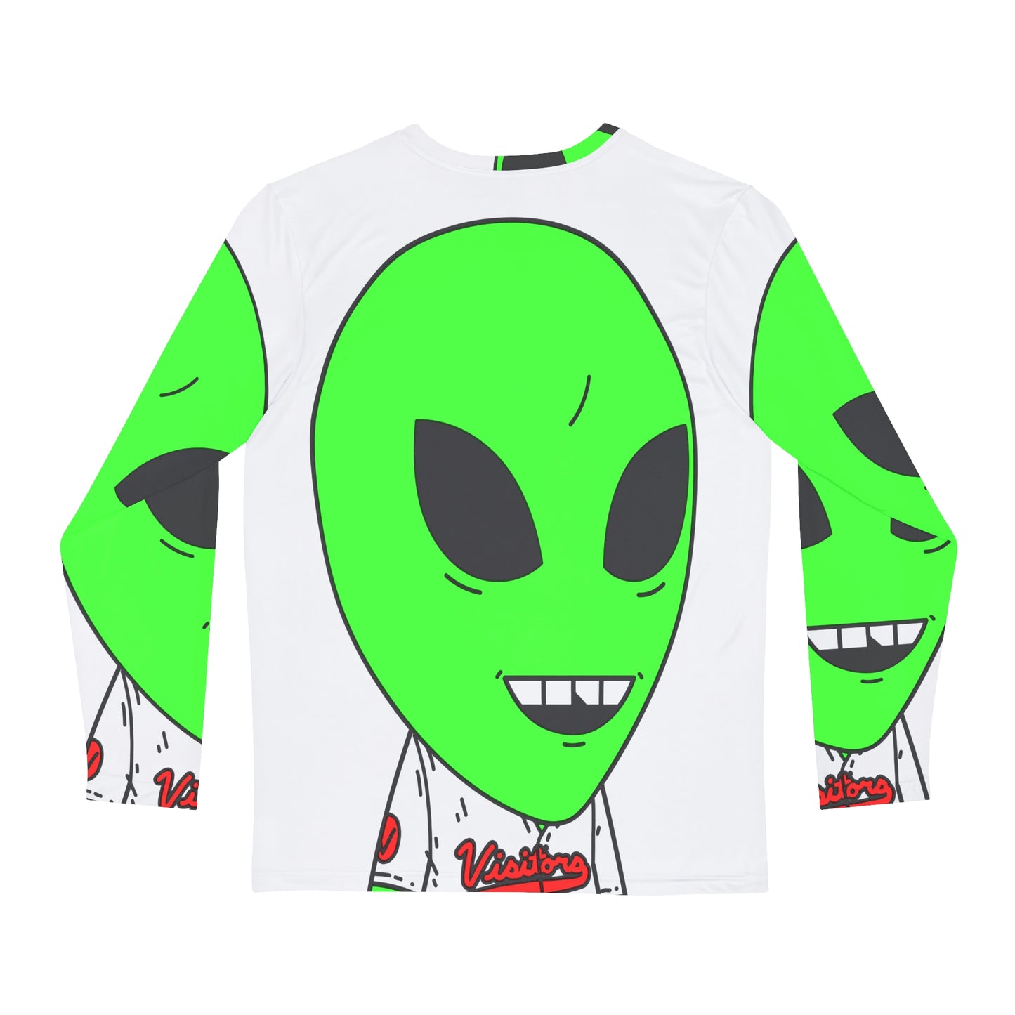 Visitors Sport Team Jersey Green Alien Chipped Tooth Character Men's Long Sleeve AOP Shirt