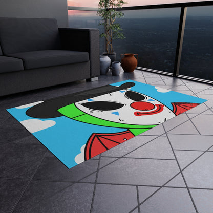 Clown Visitor Green Alien w/ Devil Wings Outdoor Rug