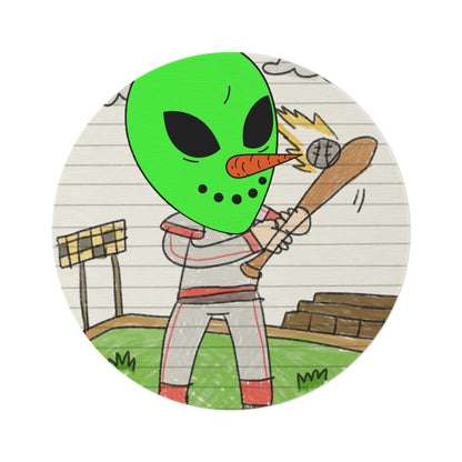 Baseball Veggie Visi Vegetable Visitor Alien Sport Round Rug