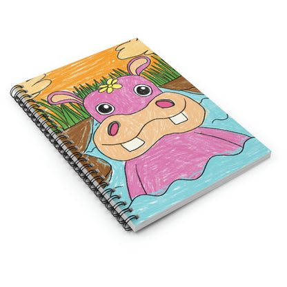 Hippo Hippopotamus Animal Creature Graphic Spiral Notebook - Ruled Line