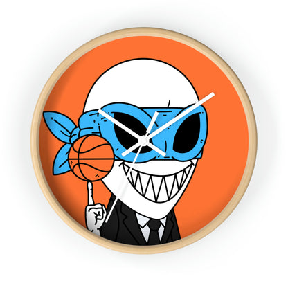 Alien BBall Sport Ninja Mask Orange Basketball Wall clock