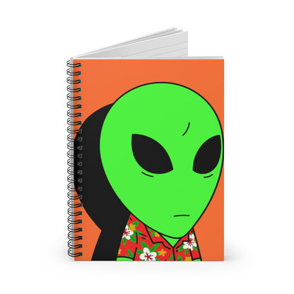 Hawaiian Shirt Green Alien Shadow Visitor Spiral Notebook - Ruled Line