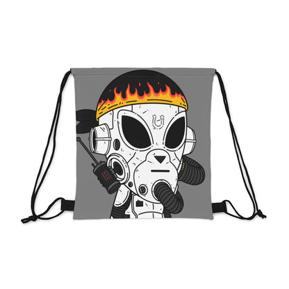 Burb Fire Bandana Horse Shoe Armored White Future Alien Cyborg Machine Visitor Outdoor Drawstring Bag