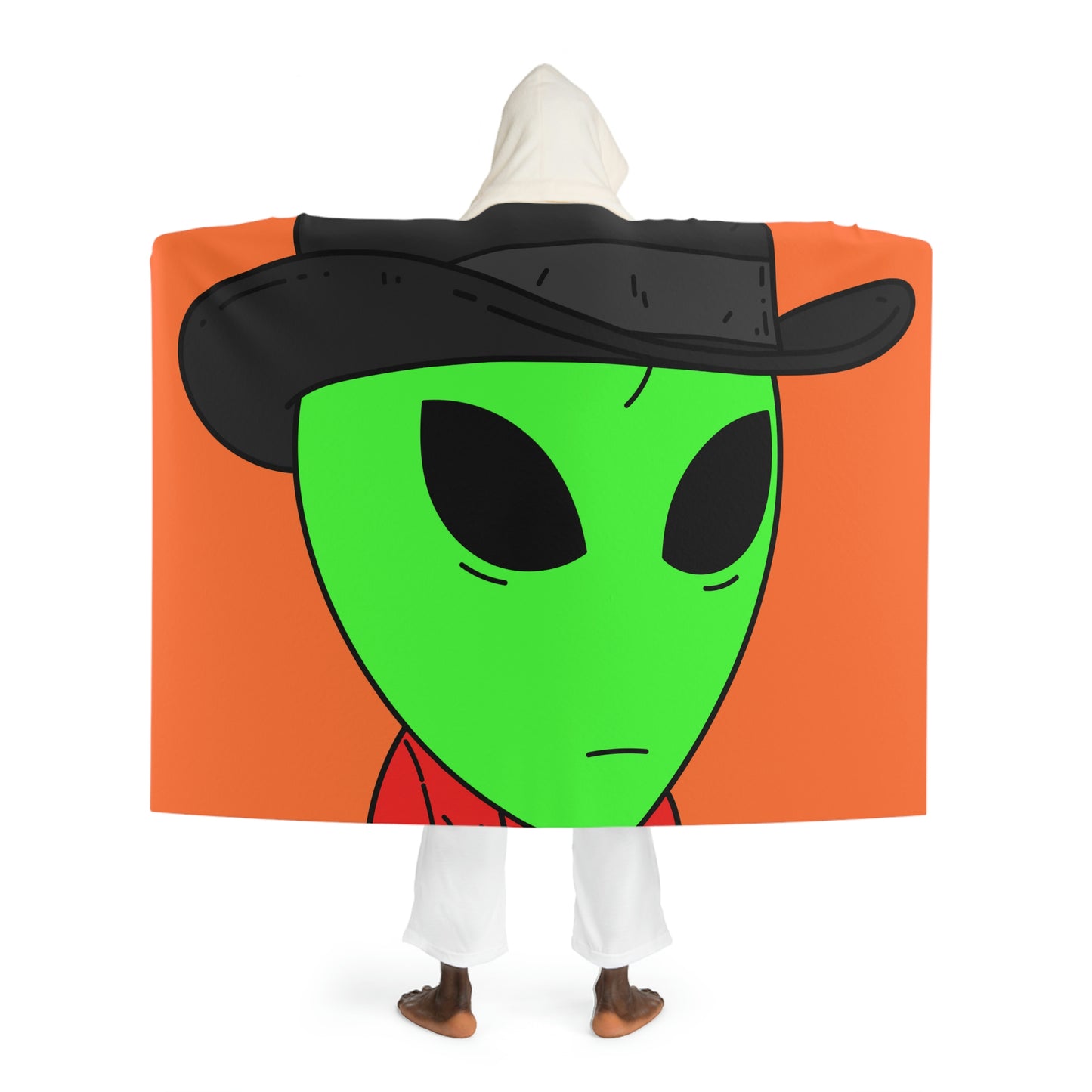 Red Robe Alien Black Top Hat Green Visitor Hooded Sherpa Fleece Blanket