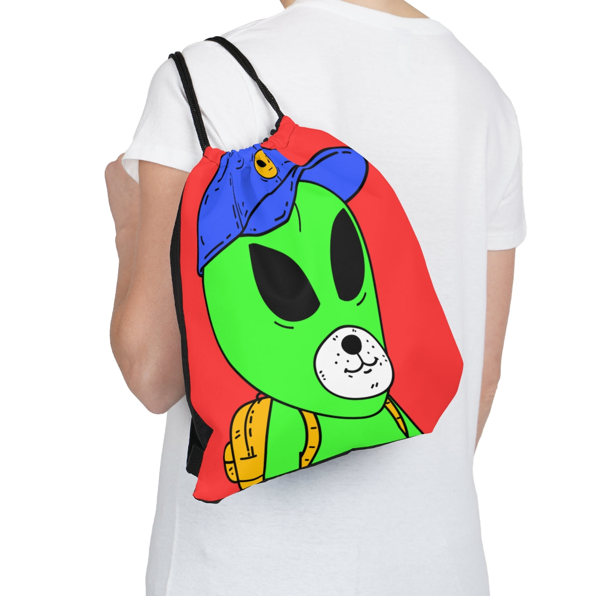 Perro Blanco Boca De Oso Extraterrestre Verde Visitante Mochila Amarilla Sombrero Visi Azul Al Aire Libre Mochila saco