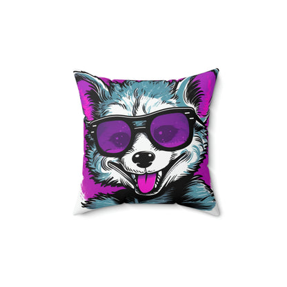 Cheerful Possum Animated Graphic Spun Polyester Square Pillow