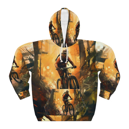 Mountain Bike Adventure - Forest Trail Graphic Unisex Pullover Hoodie (AOP)