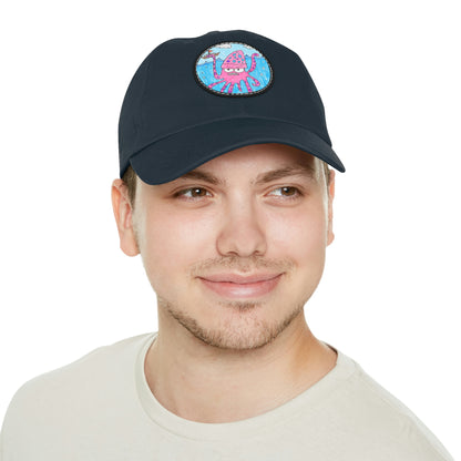 The Kraken Octopus Clean Graphic Dad Hat with Leather Patch (ラウンド)