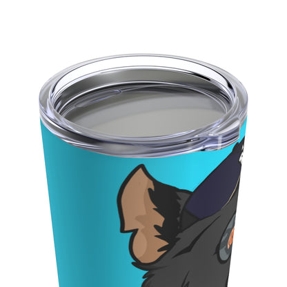 Cyborg Wolf Detective Tongue Out Round Glasses Tumbler 20oz