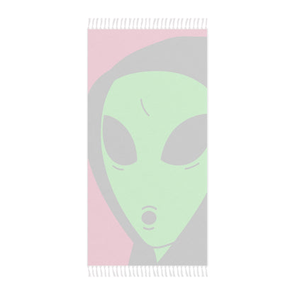 The Visitor Green Alien Black Hoodie Pink Background Boho Beach Cloth