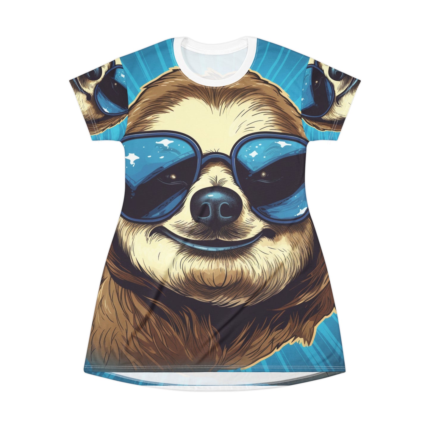 Retro Space Sloth Animal Design Shirt Dress (AOP)