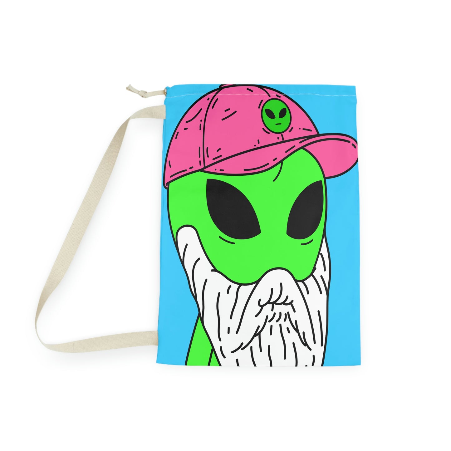 Alien Old Man Wizard Beard Visitor Cartoon Laundry Bag