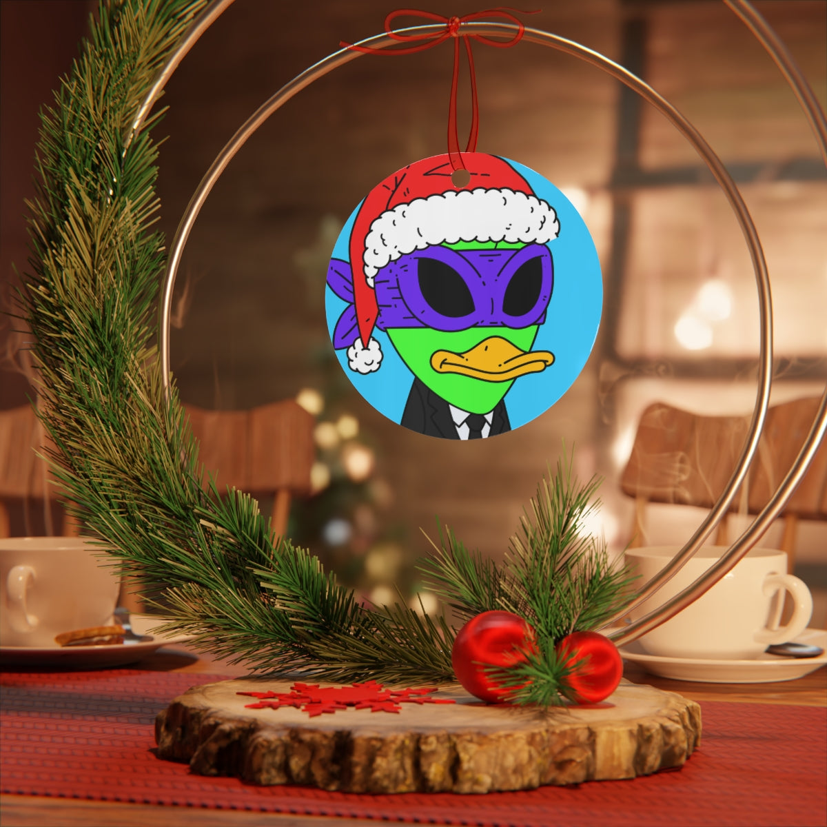 Alien Visitor 751 Christmas Winter Metal Ornaments