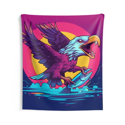 American Bald Eagle USA Fish Catch Dinner Graphic Indoor Wall Tapestries