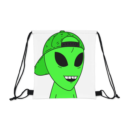 El visitante alienígena verde con sombrero al aire libre Mochila saco