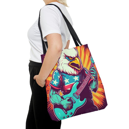 American Bald Eagle Musician Guitarist Graphic Tote Bag (AOP)