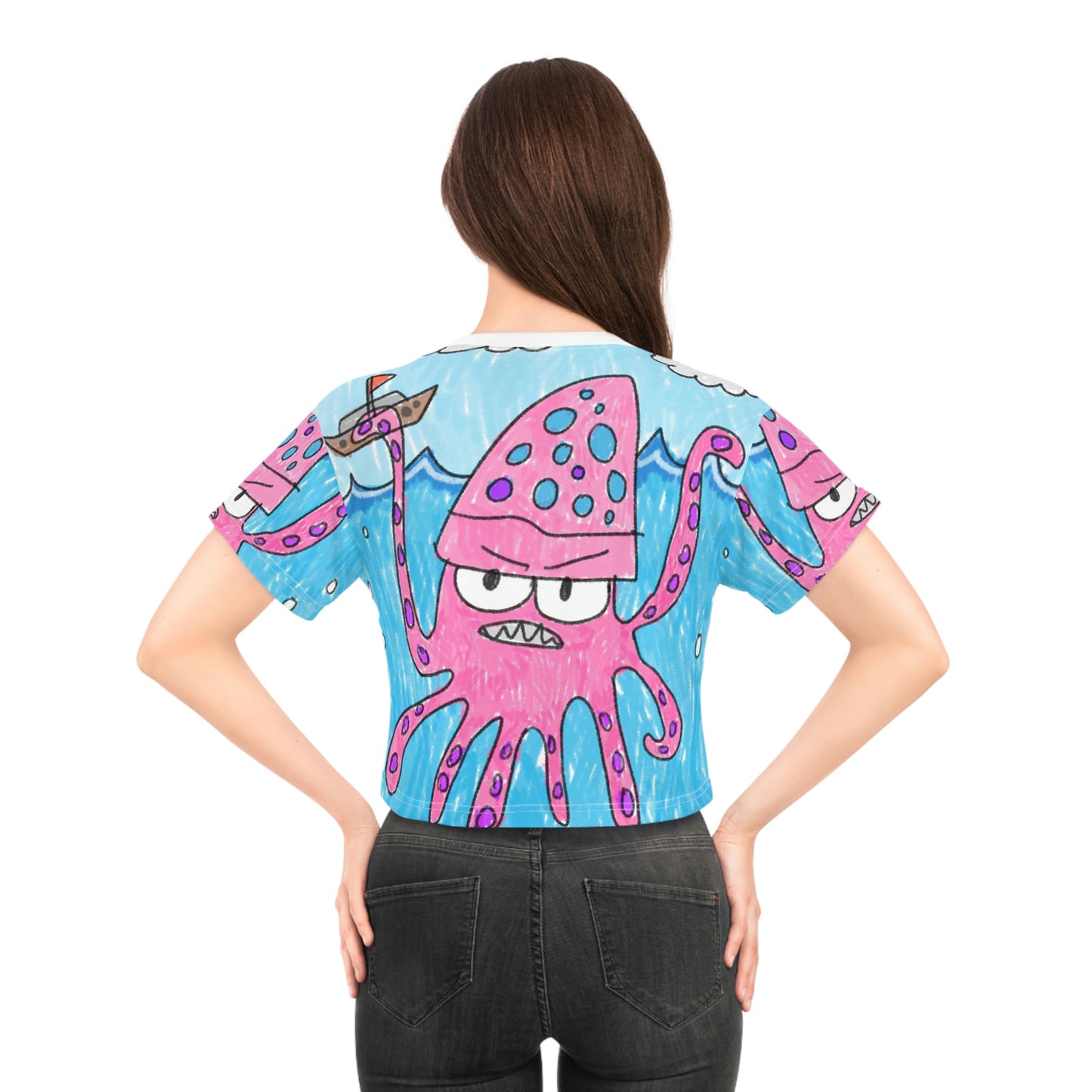 The Kraken Octopus Clean Graphic AOP Crop Tee