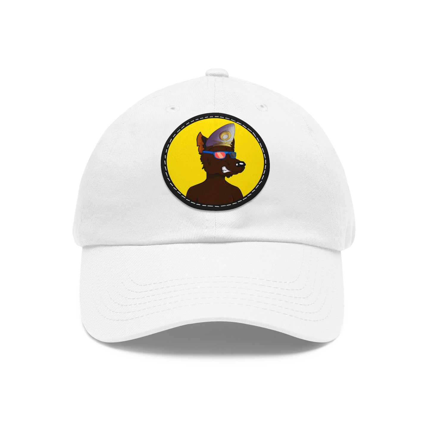 Dog Ship Yacht Captain Werewolf Cyborg Dad Hat with Leather Patch (Round)