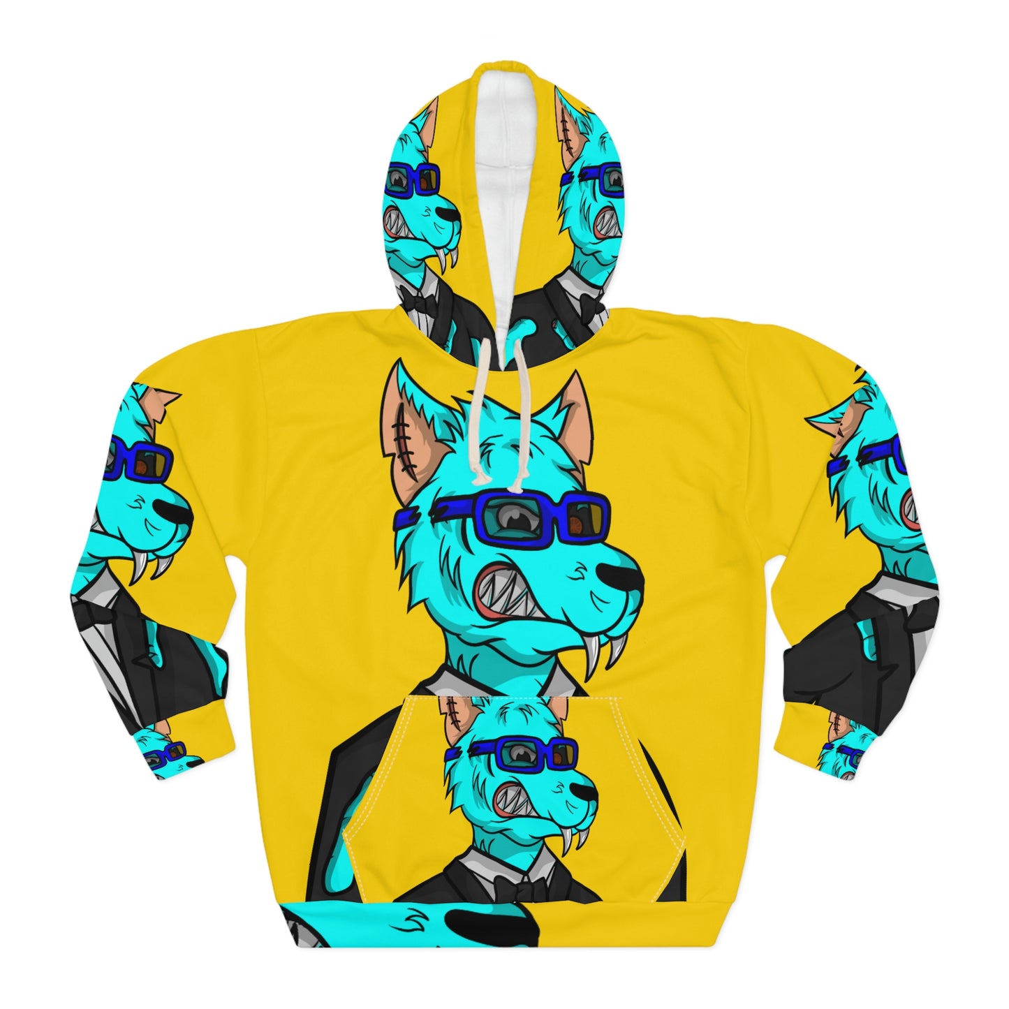 Animal Wolve Werewolf Fancy Aqua Fur Cyborg AOP Unisex Pullover Hoodie