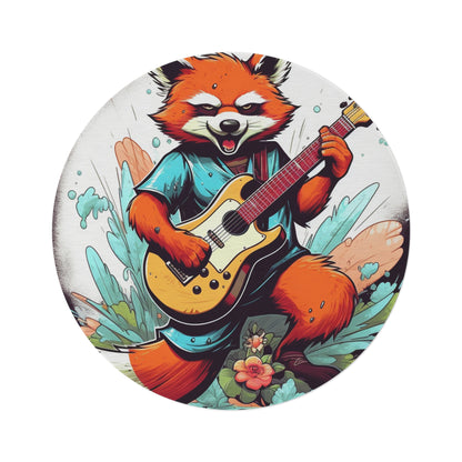 Red Panda Music Band Animal Round Rug