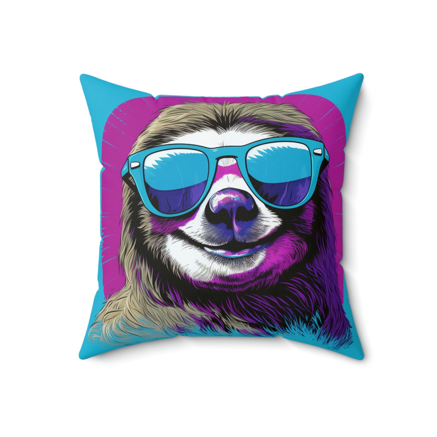 Galactic Sloth Retro-Inspired Animal Spun Polyester Square Pillow