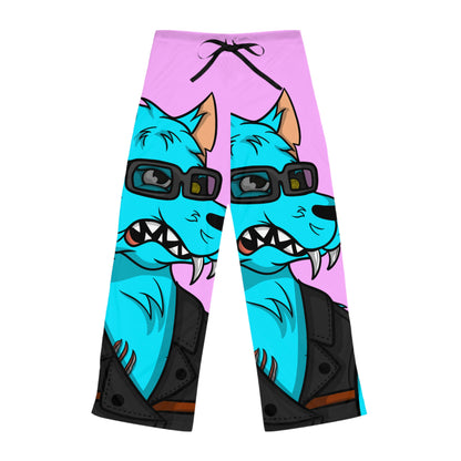 Pantalones de pijama para mujer Wolve Aqua Water Blue Wolf Cyborg (AOP) 