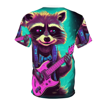 Raccoon Guitar Music Player Furry Animal Rock Star Unisex Cut & Sew Tee (AOP)