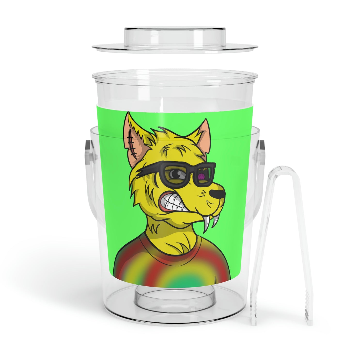 Wolve Cyborg Tie Dye Wolf Shirt Yellow Fur Cool Sun Glasses Ice Bucket with Tongs