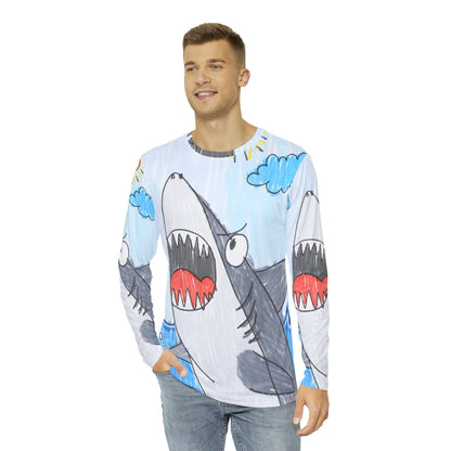 Shark Jaw Teeth Attack Ocean Sea Creature Men's Long Sleeve AOP Shirt