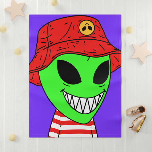 Alien Character Cartoon Big Smile Soft Fleece Baby Blanket