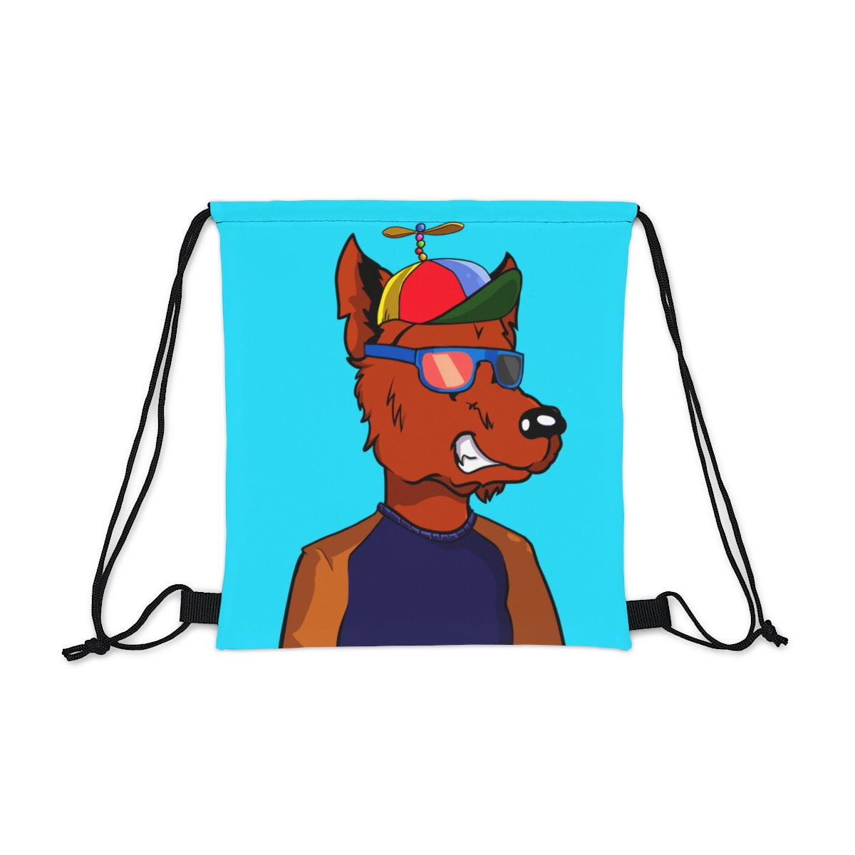 Helicóptero Cyborg Lobo Hélice Sombrero Color de piel naranja Gafas de sol Manga larga al aire libre Mochila saco