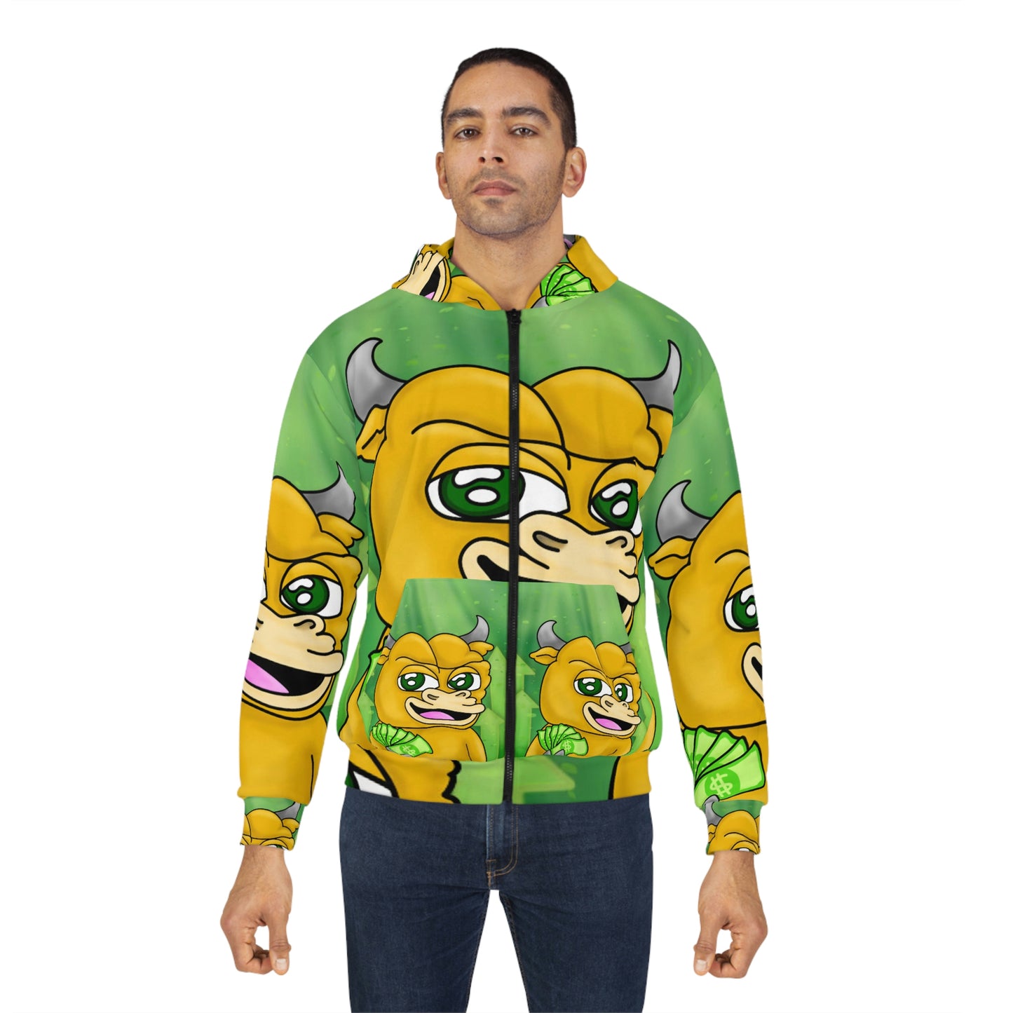 Bull Run Money Bear Market Graphic AOP Unisex Zip Hoodie