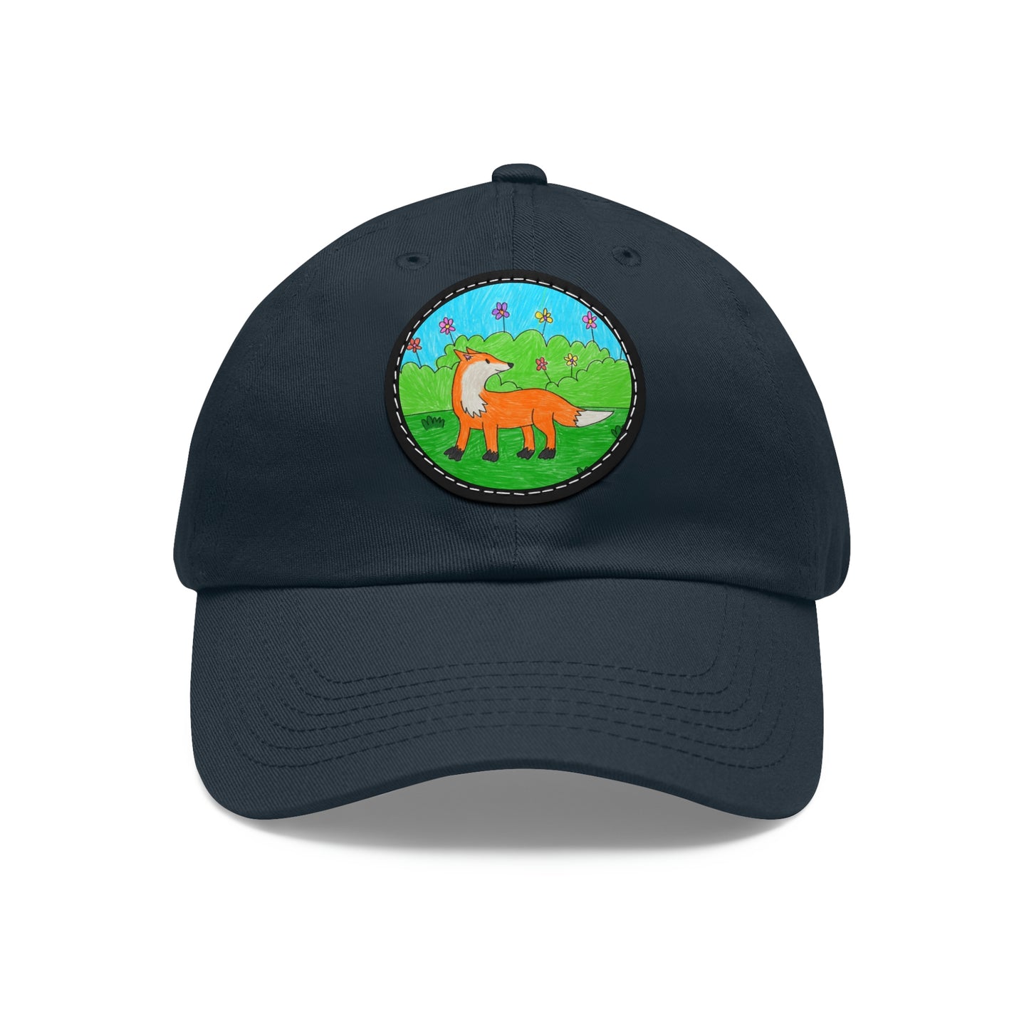 Fox Woodland Animal Foxy Dad Hat レザーパッチ付き (ラウンド)