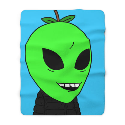 Green Apple Chipped tooth Visitor Smiling Sherpa Fleece Blanket