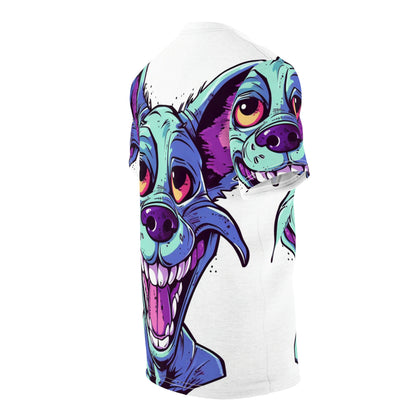 Alien Canine Dog Vintage Animation Design Unisex Cut & Sew Tee (AOP)